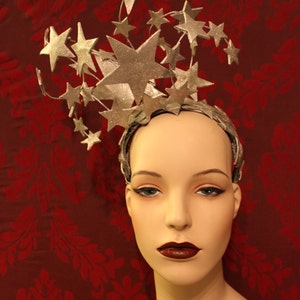 Bright Star Headdress Sparkling Silver Leather and Glitter Star Burlesque Headpiece Festival star Crown Celestial headband. To Order image 6