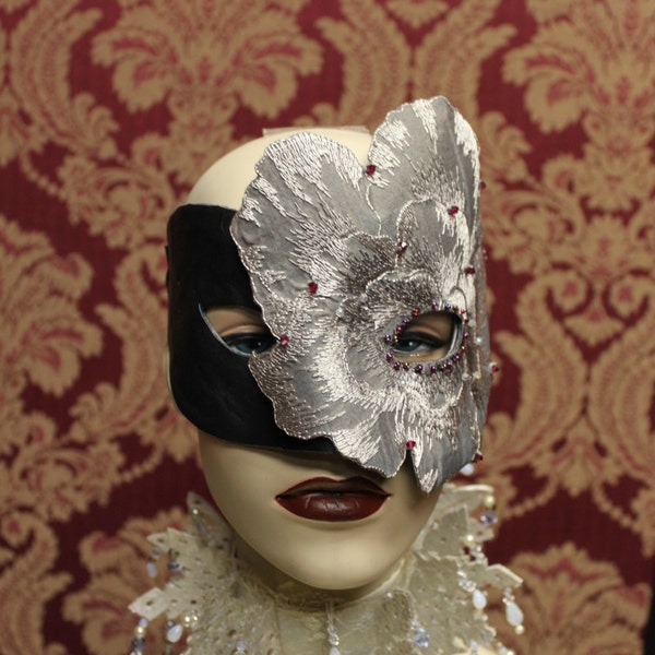 Leather and flower harlequin mask