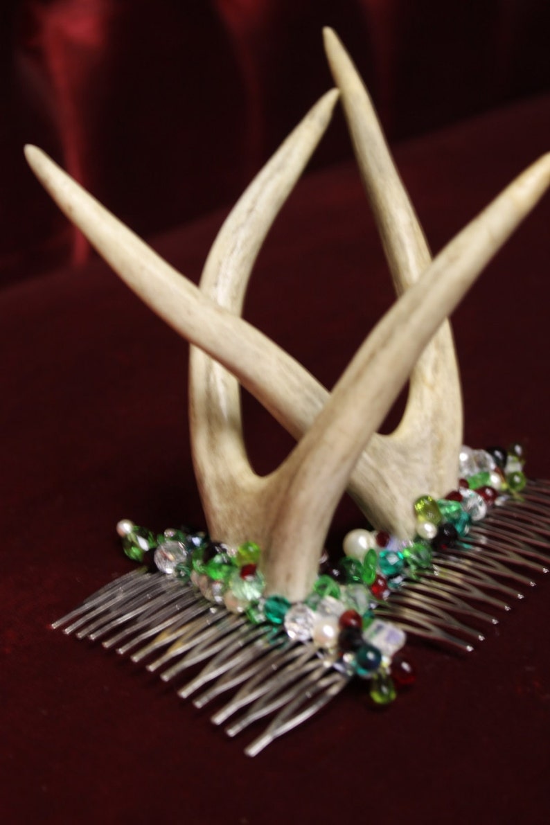 Yule Antlers Festive Antler and Crystal headdress To Order image 4