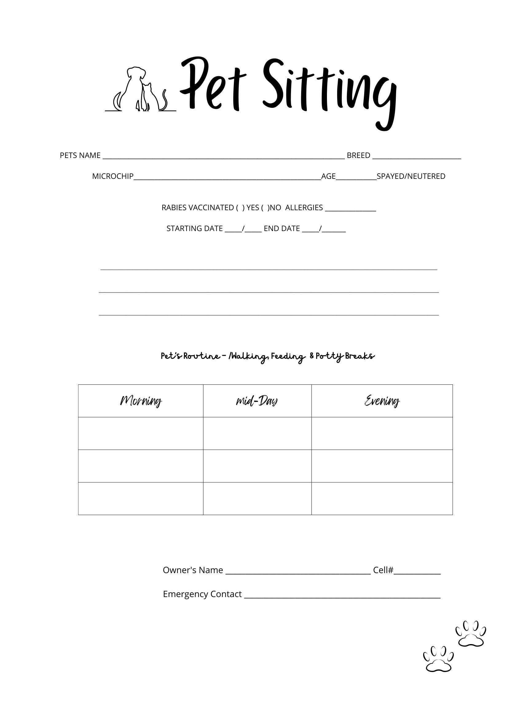 Pet Care Instruction Etsy