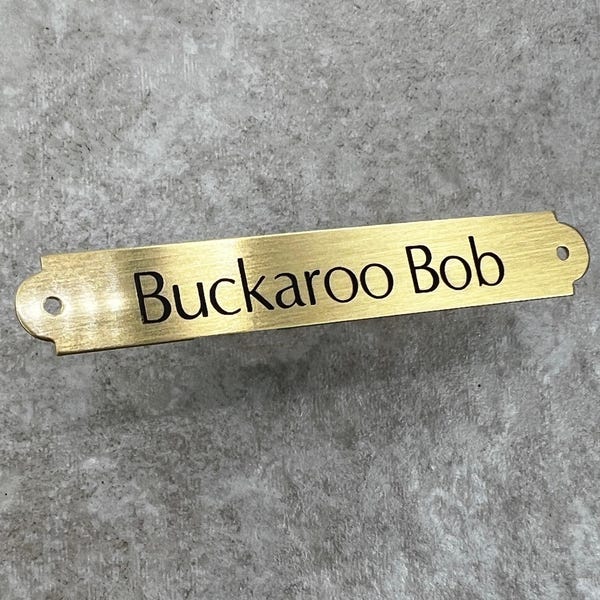 Stained Brushed Brass MINI Name Plate- Custom Engraved Personalized Tag- 3/8" x 2  1/2"
