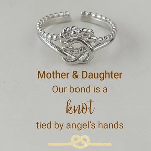 Sterling Silver Mother Daughter Knot Ring: Adjustable Double Band