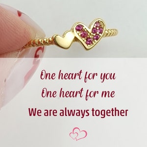 Mutter & Tochter immer zusammen passendes Duo Heart Twisted Ring, zierlicher Sterling Silber Ring, Muttertagsgeschenk, Geburtstag Weihnachtsgeschenk