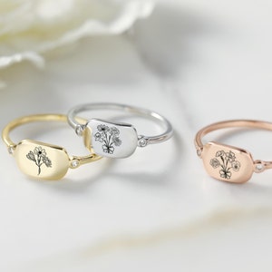 Personalisierter Geburtsmonat Blumenring, individuell gravierter Blumenstrauß Ring, Familienblumenring, Geburtstagsgeschenk für Mutter und Oma, Weihnachtsgeschenk für sie