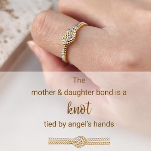 Mother & Daughter Bond Handcrafted Two Strand Knot Ring, Sterling Silver Ring Women, Birthday Gift from Mom, Graduation Gift, Christmas Gift