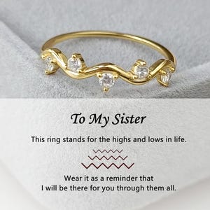 To My Sister Highs And Lows Wave Ring, Sterling Silver Ring, Friendship Ring, Bestie Gift, Graduation Gift, Birthday Christmas Gift for Her