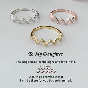 To My Daughter Wave Ring: Sterling Silver Cubic Zirconia