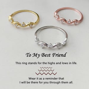 To My Best Friend Highs And Lows Wave Ring, Sterling Silver Ring, Friendship Ring, Bestie Gift, Graduation Gift, Birthday Christmas Gift