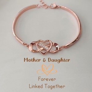 Mother & Daughter Infinity Heart Bracelet, Forever Linked Together Bracelet, Birthday Gift from Grandma, Valentine&#39;s Gift, Christmas Gift