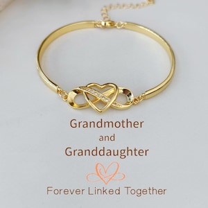 Grandmother & Granddaughter Infinity Heart Bracelet, Forever Linked Together Bracelet, Daughter Birthday Gift, Valentine Christmas Gift