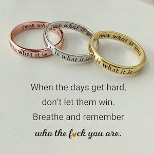 Engraved Sterling Silver Mantra Ring - F*ck It Inspirational Jewelry