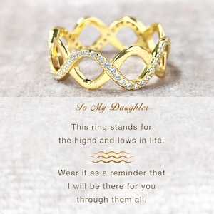 To My Daughter Highs And Lows Wave Ring, Ups And Downs Wave Golden Ring, Birthday Gift from Mom, Mothers Day Gift, Graduation Christmas Gift