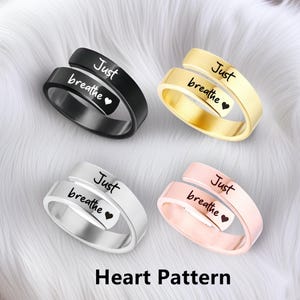 Just Breathe Band Ring: Stainless Steel Self-Reminder, Adjustable Signet Inspirational Gift image 10