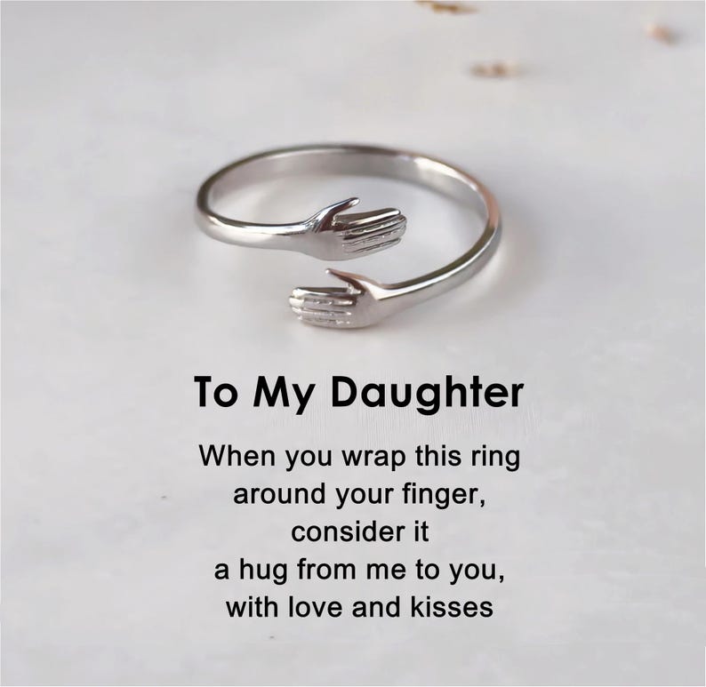Hug The Rung Sterling Silver Hug Ring: Adjustable Gift for Granddaughter - Etsy