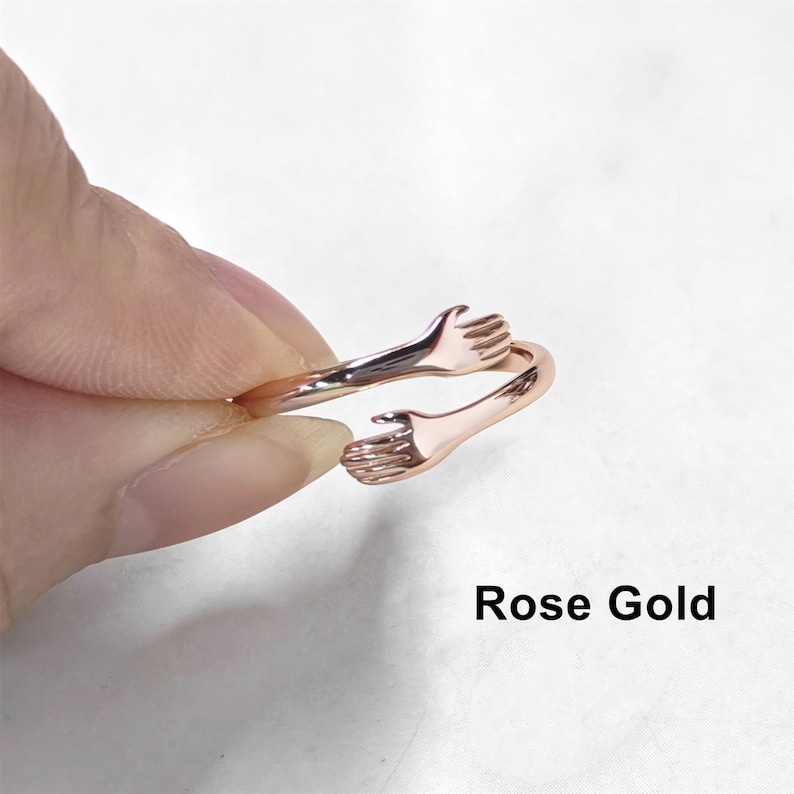 Srebrny pierścień do przytulania: Regulowany prezent pamiątkowy, Uścisk z nieba Rose gold