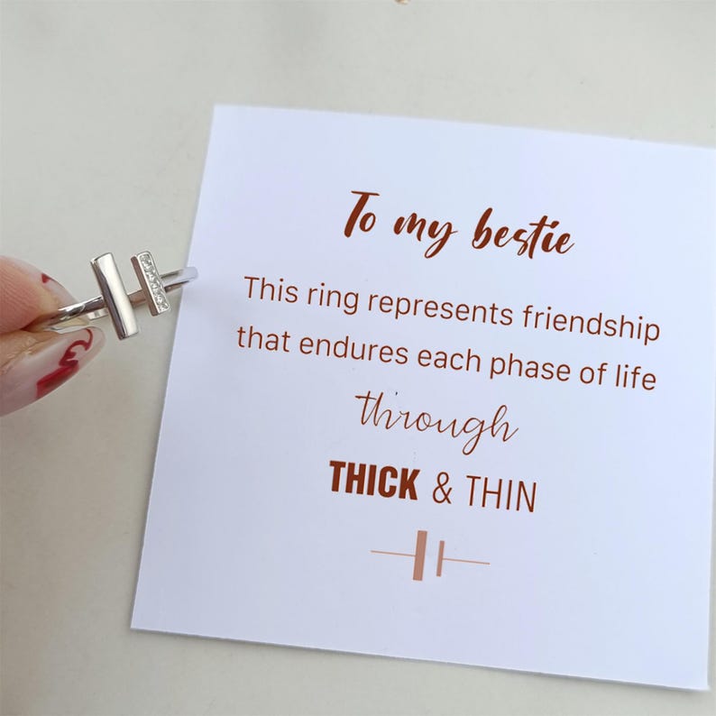 Sterling Silver Bestie Ring: Thick and Thin Adjustable Friendship ...
