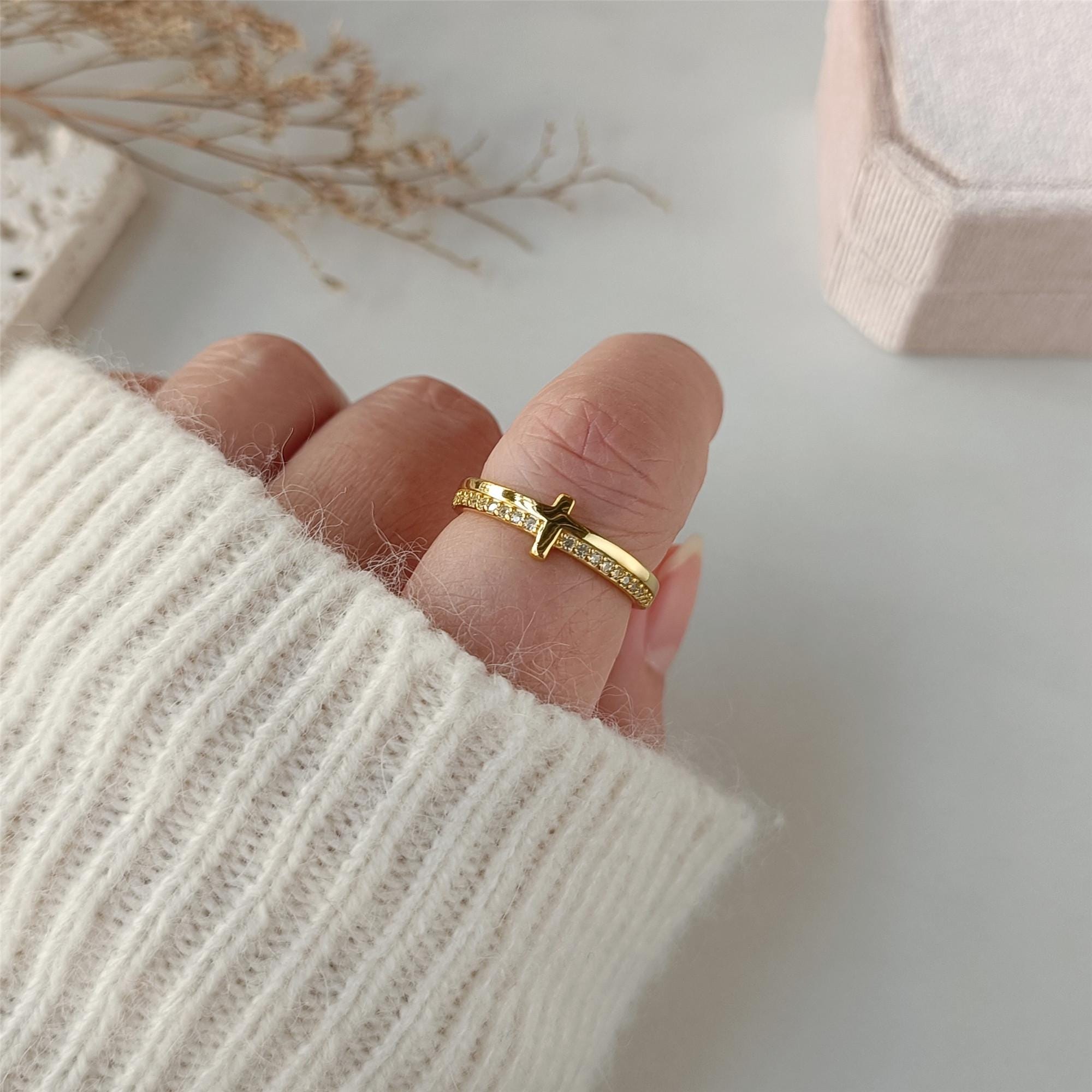 An meine Tochter, bete darauf, goldener Kreuzring, religiöses Geschenk, christlicher Schmuck, Sterling Silber Ring, Geburtstagsgeschenk von Mama, Weihnachtsgeschenk