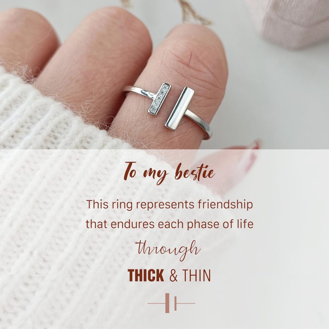 Sterling Silver Bestie Ring: Thick and Thin Adjustable Friendship ...