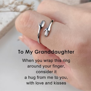 Anillo de plata de ley grabado: ajustable, regalo para nieta imagen 2