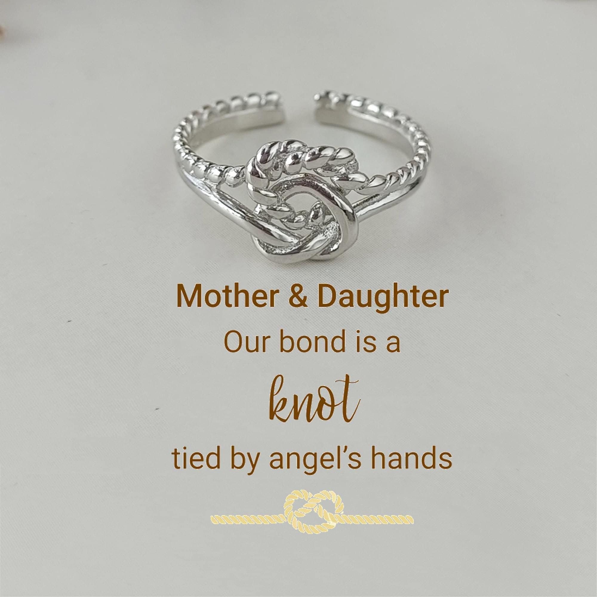 Sterling Silver Mother Daughter Knot Ring: Adjustable Double Band