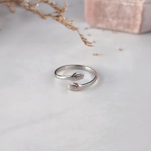 Anillo de plata de ley grabado: ajustable, regalo para nieta Silver