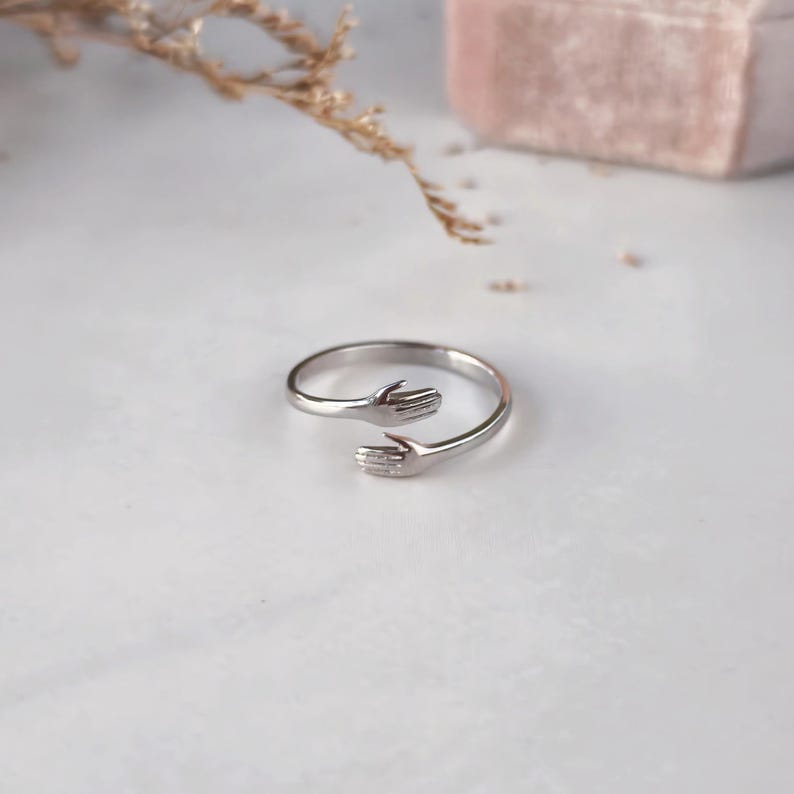 Anillo de plata de ley grabado: ajustable, regalo para nieta Silver