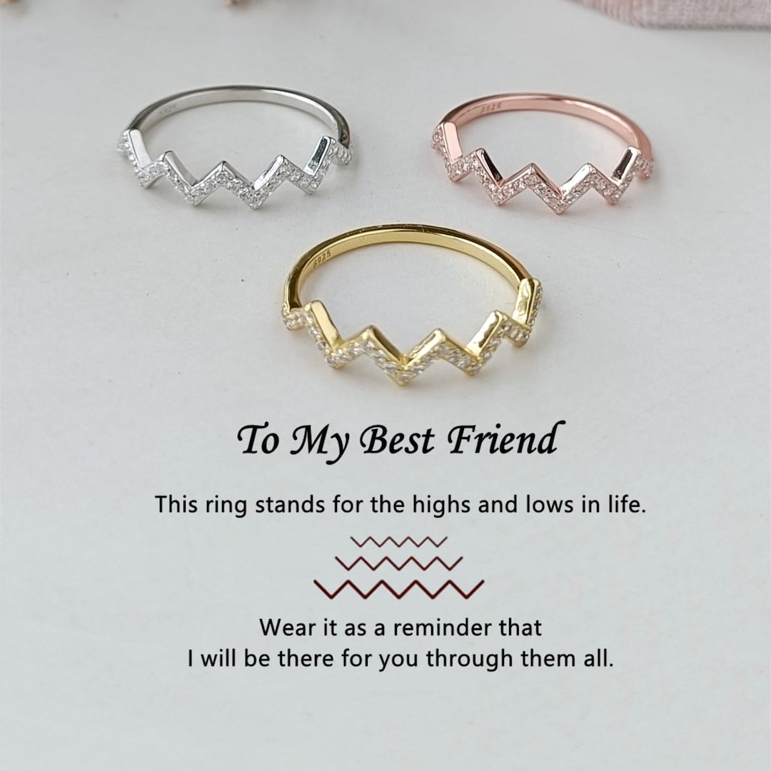 To My Best Friend Highs and Lows Wave Ring, Sterling Silver Friendship ...