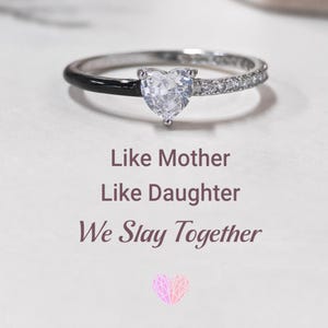 Matching Enamel Heart Rings: Sterling Silver Mother-Daughter Gift