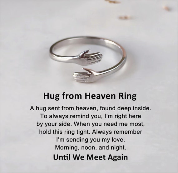 Sterling Silver Hug Ring: Adjustable Memorial Gift, Hug From Heaven