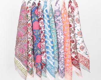 10pcs Floral Cotton Bandana, Handmade Organic Lightweight Scarf, Boho Hair Or Neck Wrap, Sustainable Fashion Gift For Men & Women