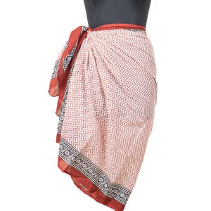 Pareo de algodón indio con estampado a mano: tejido ligero y apto para el verano, ideal para playa, para cubrirse el cuerpo y para la cabeza (110 x 180 cm)