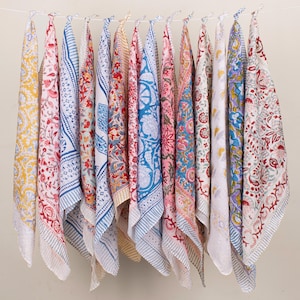 Set of 14 - Trendy Western Scarf For Festival & Outdoor, Dopamine Dressing Bandanas, Block Printed Head Tie, Gift For Coastal Style Lovers