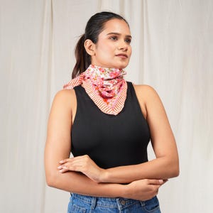 Bandana de algodão com estampa Boho Block, cachecol leve de verão, faixa de cabelo feita à mão, presente sustentável para homens e mulheres, bandana para animais de estimação