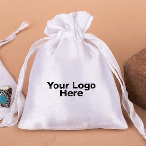 Satin Drawstring Pouch, Personalized Drawstring Bags, Small Gift Pouches, Custom Drawstring Bag With Logo Printing - (Pack of 100pcs)