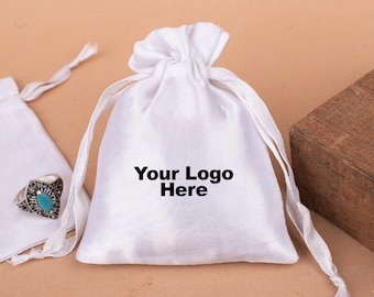 Satin Drawstring Pouch, Personalized Drawstring Bags, Small Gift Pouches, Custom Drawstring Bag With Logo Printing - (Pack of 100pcs)