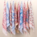 Set of 10 - Organic Cotton Bandana Scarf, Vintage Boho Block Print, Lightweight Head Wrap, Sustainable Accessory For Men & Women, Head Tie