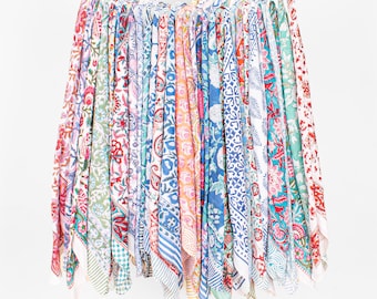 Set of 100 - Floral Paisley Block Printed Cotton Bandana, Handmade Scarf, Neck Or Hair Wrap, Unisex, Unique Eco-Friendly Gift Idea, Bandana