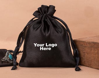 100 Pcs Satin Drawstring Pouch, Custom Drawstring Bag, Wedding Favor Bag With Custom Logo, Gift Packaging Pouches - (Pack of 100pcs)