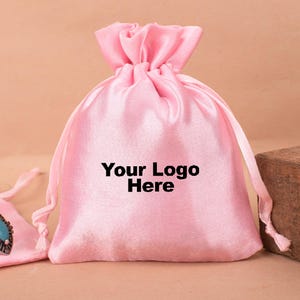 Custom Drawstring Pouch, Small Packaging Bag For Wedding Gifts, Personalized Logo Printed Pouch For Branding - (Pack of 100pcs)