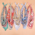 Organic Cotton Bandana Set Of 5 : Hand Block Printed Hair & Neck Wrap | Square Scarf