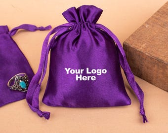 Jewelry Packaging Pouch, Sating Drawstring Bag, Custom Pouches With Logo For Branding - (Pack of 100pcs)