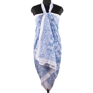 Handmade Cotton Sarong Pareo | Women Lightweight Boho Beach Wrap | Summer Cover Up – Versatile Skirt, Long Scarf, or Shawl (110*180 cm)