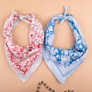 Soft Printed Cotton Bandanas, Multipurpose Boho Hair Scarf, Biker Headwrap, Eco-Friendly Handmade Accessory, Cotton Hanky Gift - Set of 2