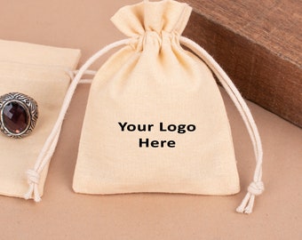 100 Sustainable Jewelry Packaging: Personalized Drawstring Cotton Pouches for Gifts