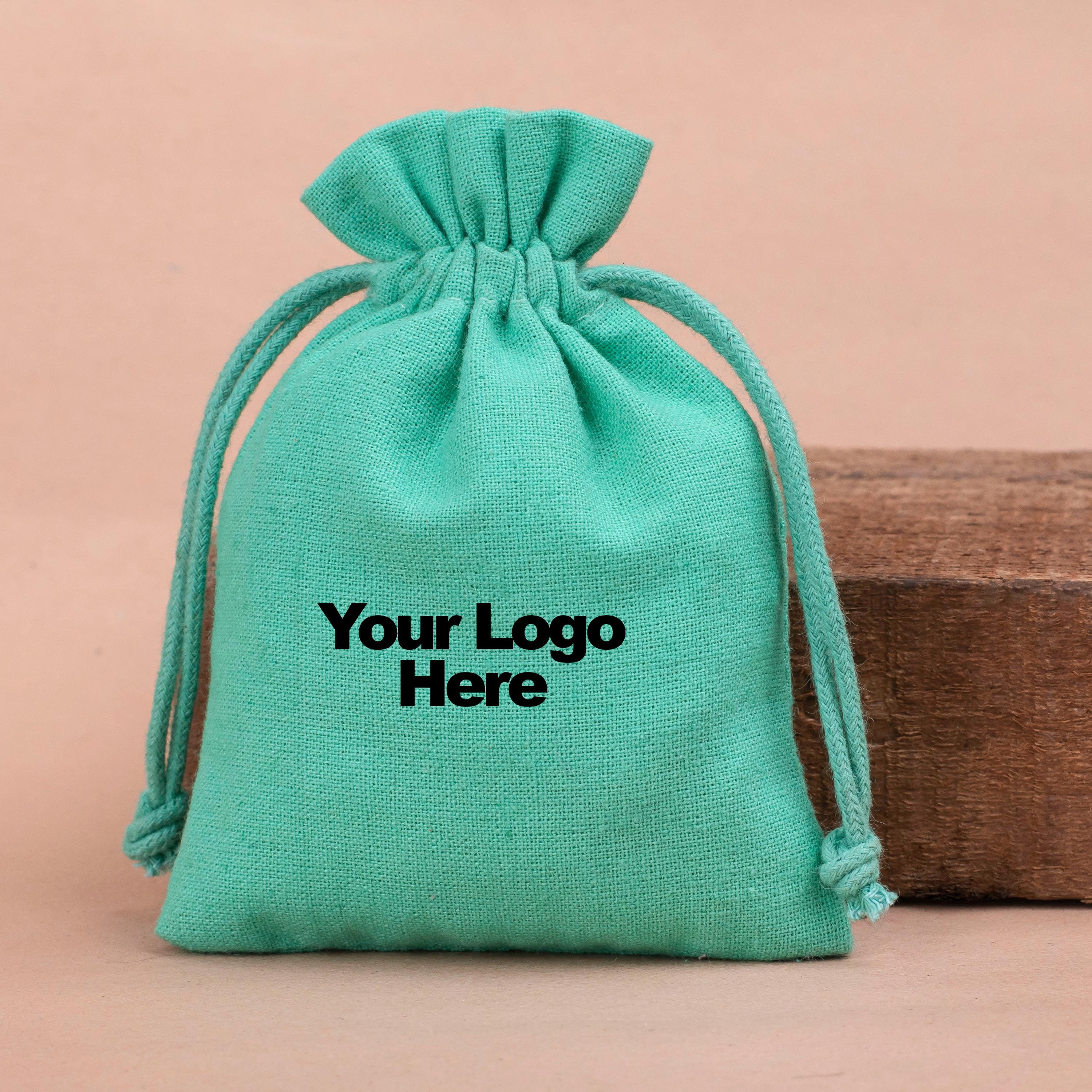 100 Turquoise Custom Cotton Drawstring Pouches, Jewelry Packaging ...