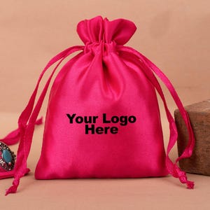 Satin drawstring Pouches, custom bags with logo for branding, wedding favor drawstring bags and luxurious gift packaging - (Pack of 100pcs)