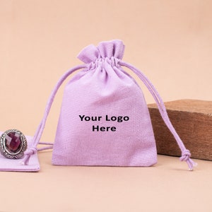 100 Custom Cotton Jewelry Pouches: Sustainable Wedding Favor Bags
