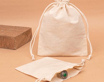 Pack of 50 - Eco Cotton Drawstring Bag | Zero Waste Storage Pouch | Wedding Favor Bag