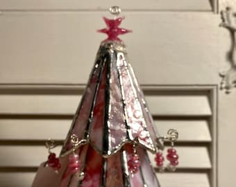 Pink two tier Glass Christmas Tree