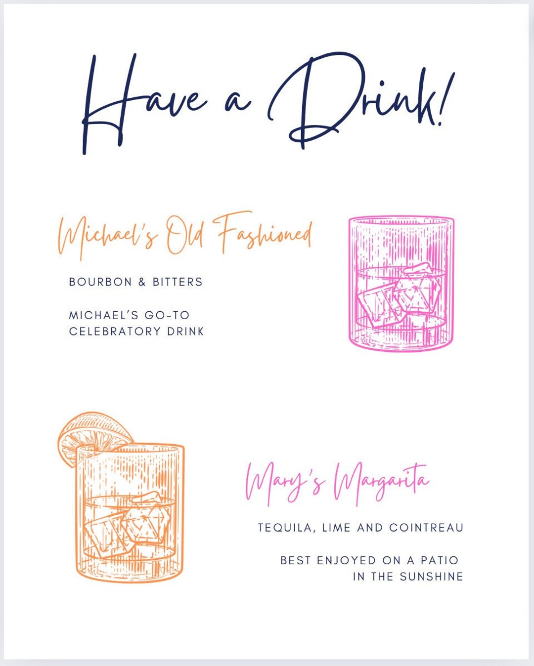 Signature Drink Sign Template Etsy